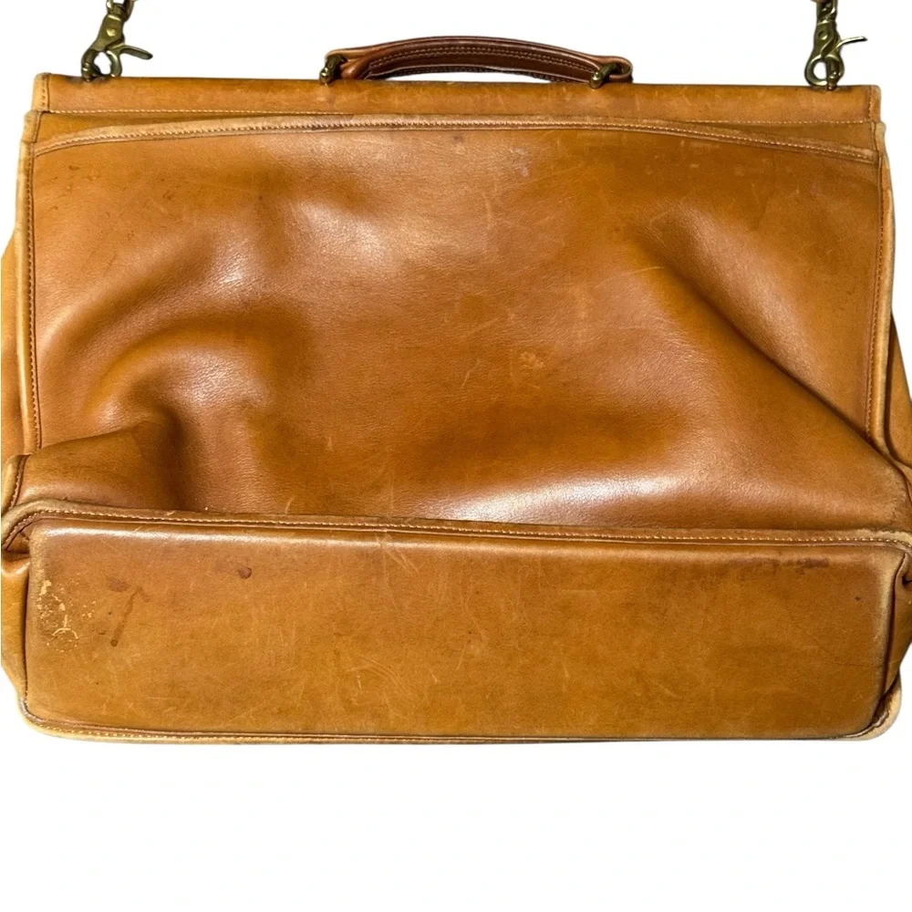 Vintage Coach Beekman Briefcase Tan Leather Laptop Shoulder Bag Crossbody - Picture 7 of 13